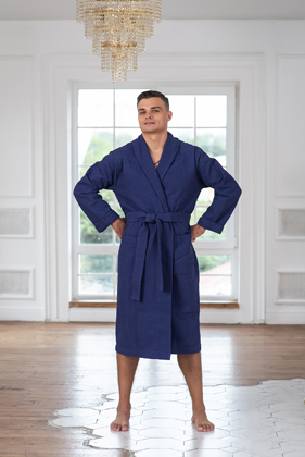 Мужские вафельные халаты с вышивкой Premium Турция